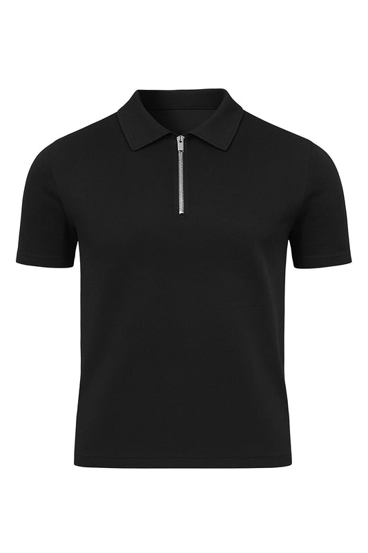 Essential Black Zip Polo
